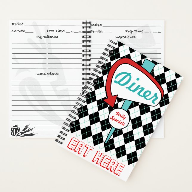 Retro-Diner-Küchenkochbuch  Notizbuch (Innen)