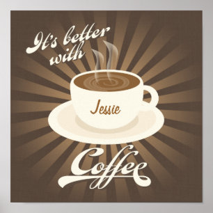 Retro Diner Poster Besser mit Kaffee