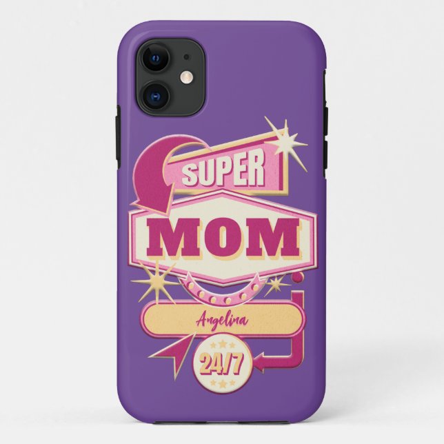 Retro Diner Sign Super Mama Case-Mate iPhone Hülle (Rückseite)