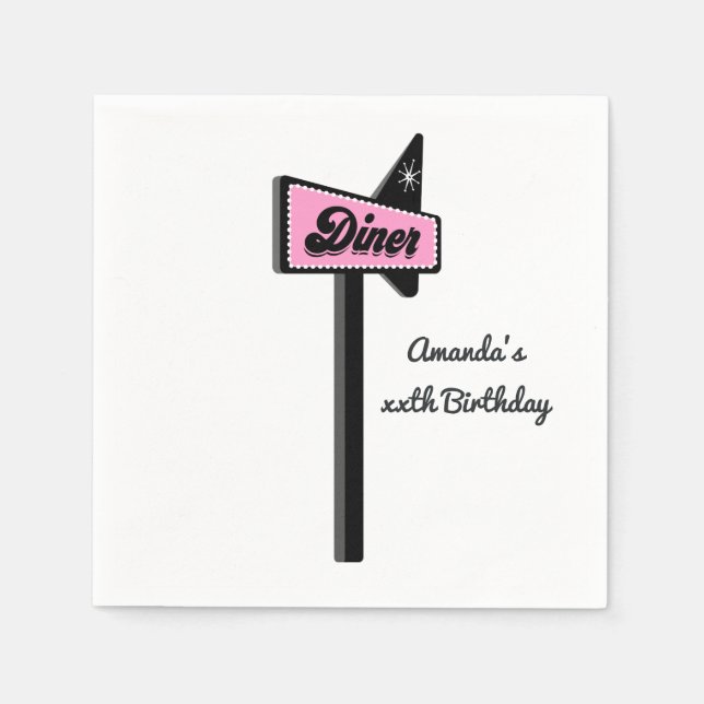 Retro Diner Sock Hop Party Serviette (Vorderseite)