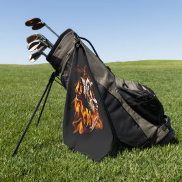 Retro Dinosaur Toter Brennschädel in Feuer Golfhandtuch