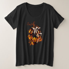 Retro Dinosaur Toter Brennschädel in Feuer Große Größe T-Shirt