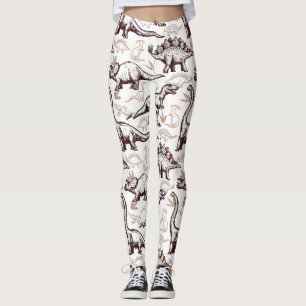 Retro Dinosaurier-Druck Leggings