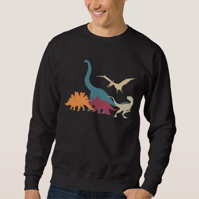 Retro Dinosaurs T-rex Boys Dino Fan Sweatshirt (Vorderseite)