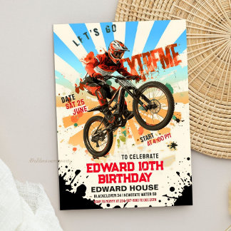 Retro Dirt Bike Birthday Party- Vintage Let's Ride Einladung