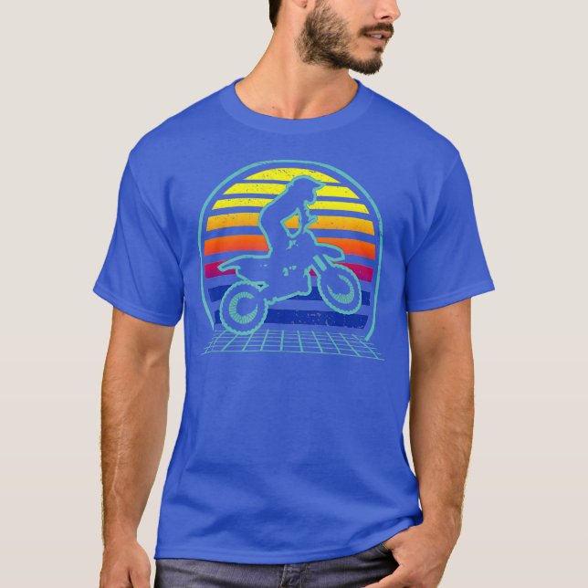 Retro Dirtbiking Vaporwave Dirt Biker 70s Biking T-Shirt (Vorderseite)