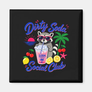 Retro-dirty-Soda-Social-Club-Waschbär-Sommer Magnet
