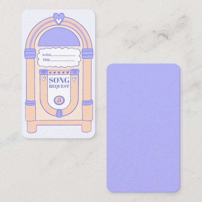 Retro Disco 90er Party Jukebox Song Request Card Begleitkarte (Vorne/Hinten)