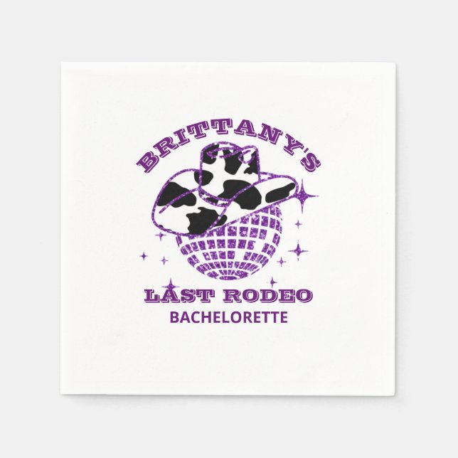 Retro Disco Ball Cowgirl Hat Junggeselinnen-Abschi Serviette (Vorderseite)