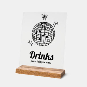 Retro Disco Ball Drinks Party Acrylschild