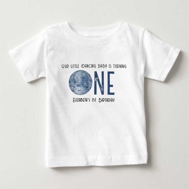 Retro Disco Ball First Birthday Party Baby T-shirt (Vorderseite)