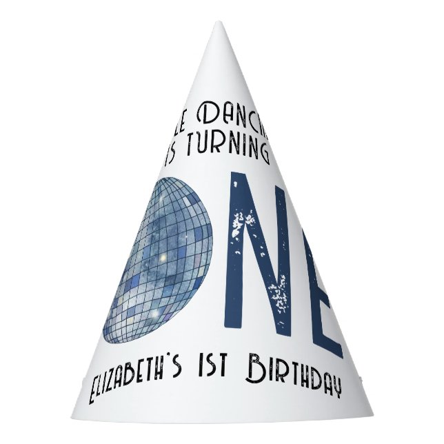 Retro Disco Ball First Birthday  Partyhütchen (Vorderseite)