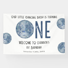 Retro Disco Ball First Year 1st Birthday Party Banner