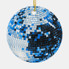 Retro Disco Ball funkeln Glitzer blau Geburtstag Keramik Ornament