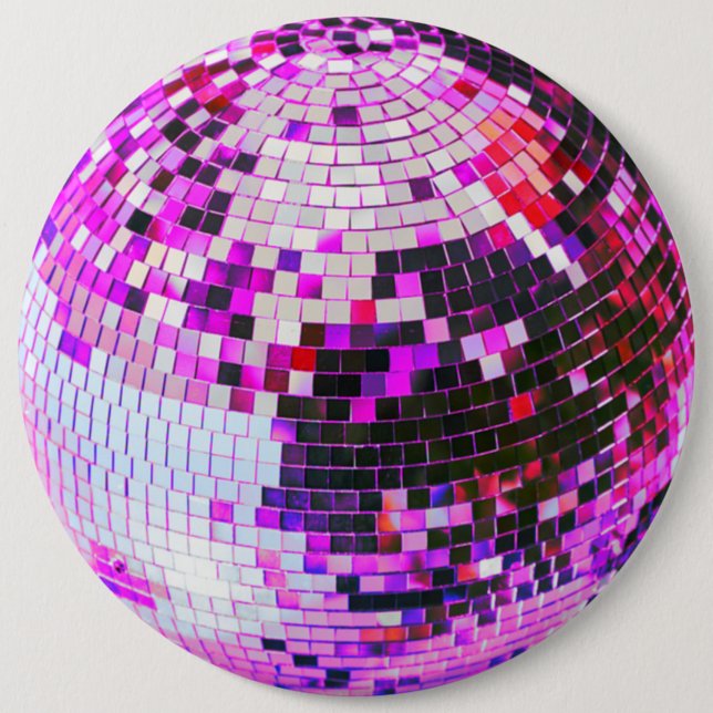 Retro Disco Ball funkeln Glitzer Rosa Geburtstag Button (Vorderseite)