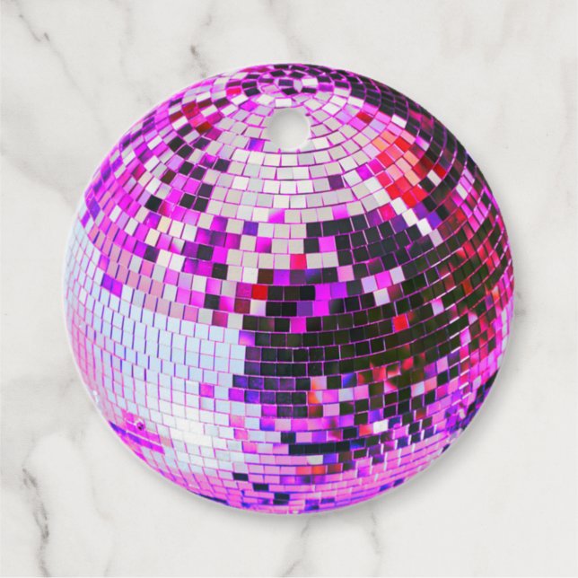 Retro Disco Ball funkeln Glitzer Rosa Geburtstag Geschenkanhänger (Vorderseite)