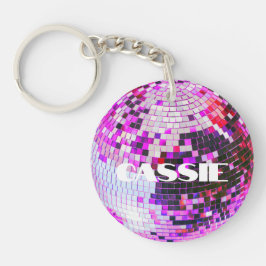 Retro Disco Ball funkeln Glitzer Rosa Geburtstag Schlüsselanhänger
