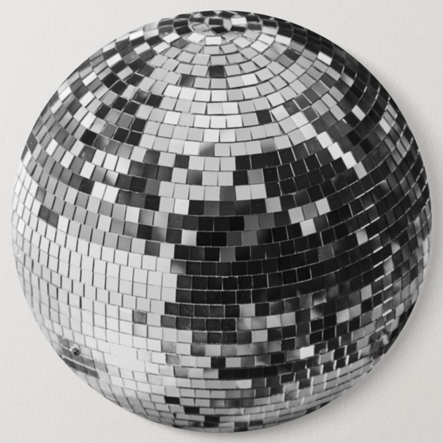 Retro Disco Ball funkeln Glitzer Silber Geburtstag Button (Vorderseite)