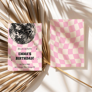 Retro Disco Ball Geburtstag Einladung