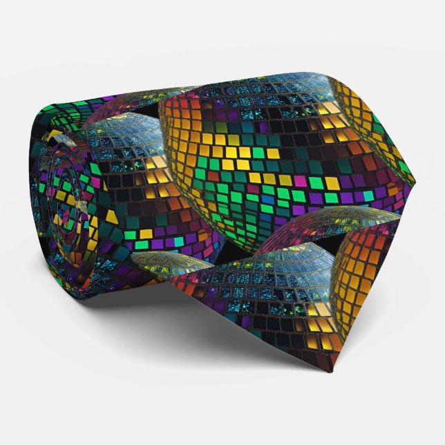 Retro Disco Ball Holographic Neck Tie Krawatte (Gerollt)