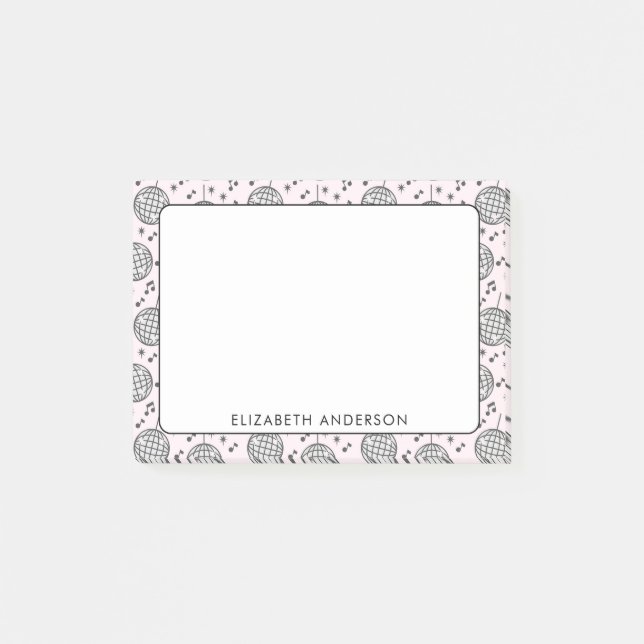 Retro Disco Ball Pink Muster Girl Post-it Klebezettel (Vorderseite)
