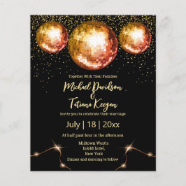 Retro Disco Bälle Schwarze Hochzeitsreise Flyer