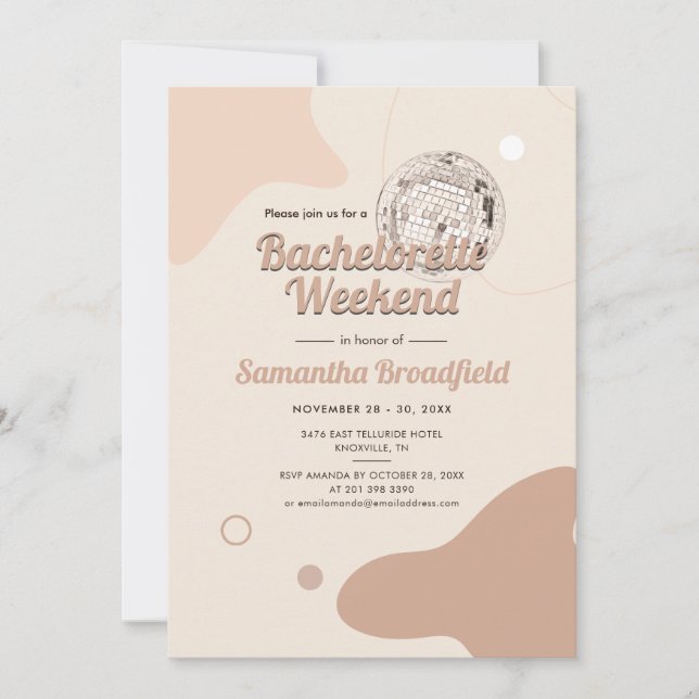 Retro Disco Cowgirl Bachelorette Wochenende Einladung (Vorderseite)