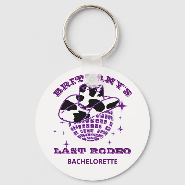 Retro Disco Cowgirl Junggeselinnen-Abschied Schlüsselanhänger (Vorderseite)