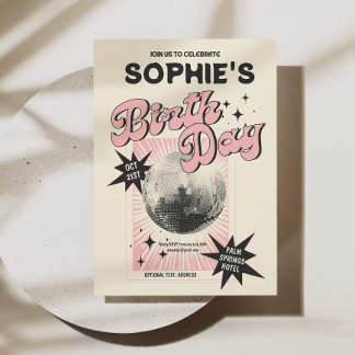 Retro Disco Geburtstag Einladung