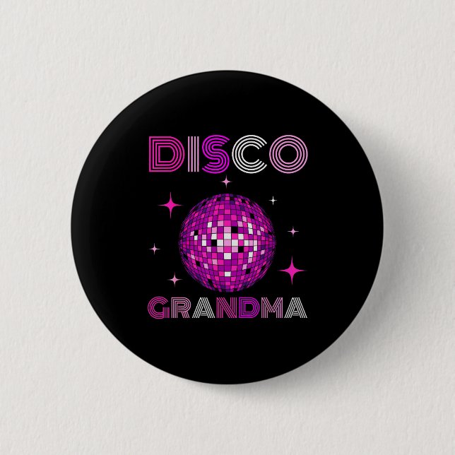 Retro Disco Grandma 70s 80s Dance Party Mirror Bal Button (Vorderseite)