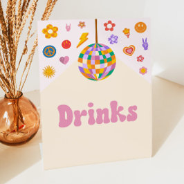 Retro Disco Groovy Drinks Party signieren Sockelschild