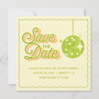Retro-Disco-Hochzeit Save The Date Karte