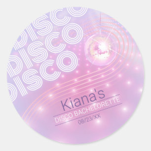 Retro Disco Kugel Junggesellinnenabschied V2 ID928 Runder Aufkleber