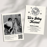 Retro Disco-Kugel Schwarz-Weiß QR-Code Hochzeit