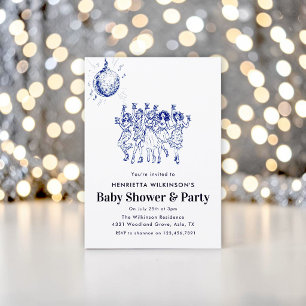 Retro Disco Kugel Tanzparty Blaues Babyparty-Fest Einladung