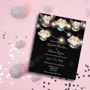 retro Disco-Kugeln Boho Blumen Hochzeitseinladung Flyer