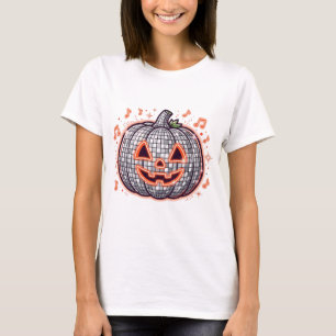 Retro-Disco-Kürbis Frauen Halloween T-Shirt