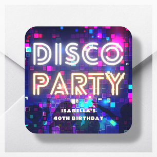 Retro Disco Party Geburtstag Quadratischer Aufkleber