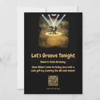 Retro Disco Party QR Code Geburtstagspartei Einladung