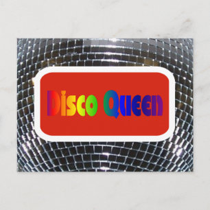 Retro Disco Queen Shiny Mirror Diskothek Ball Postkarte