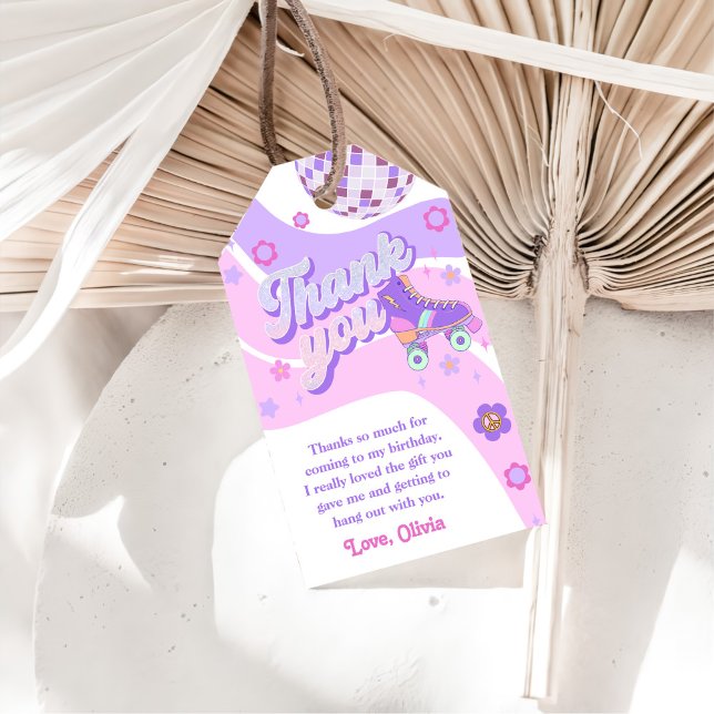 Retro Disco Roller Skate 1. Geburtstag Geschenkanhänger (Von Creator hochgeladen)