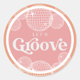 Retro Disco Rosa und Orange Brautparty Runder Aufkleber