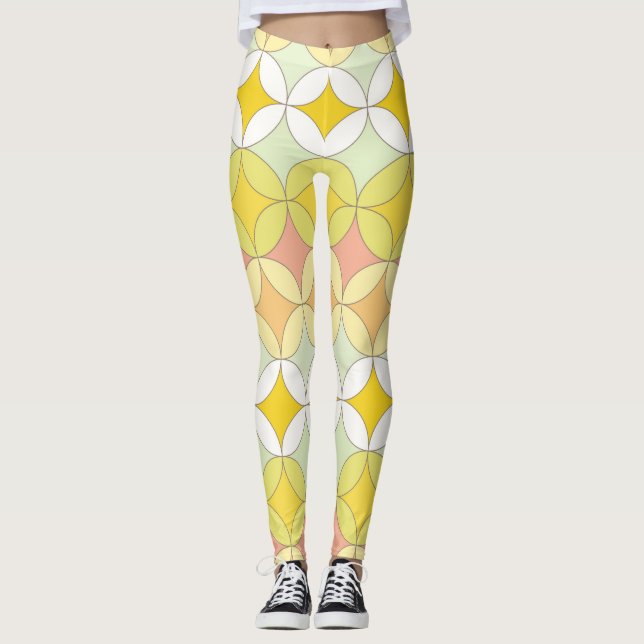 Retro Disco Style Nahtloses Muster Leggings (Vorderseite)