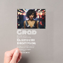 Retro Disco Typografy Graduation Party Foto Acryleinladungen