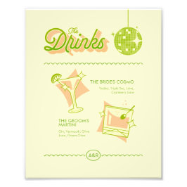 Retro Disco Wedding Bar Menu Fotodruck
