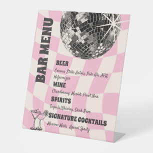 Retro Disco zum Geburtstag Bar Drinks Menü Sockelschild