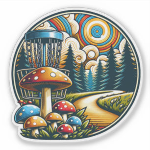 Retro Disk Golf Psychedelic Ai Art Aufkleber