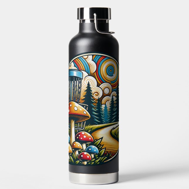Retro Disk Golf Psychedelic Ai Art Trinkflasche (links)