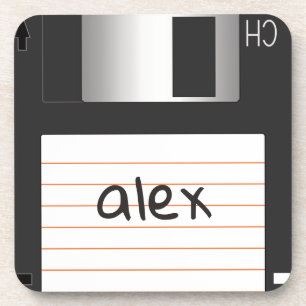 Retro-Diskette mit Label für Geek-Nerds Getränkeuntersetzer