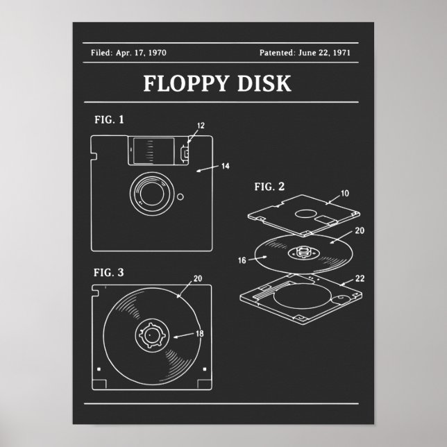 Retro-Disketten-Blueprint Poster (Vorne)